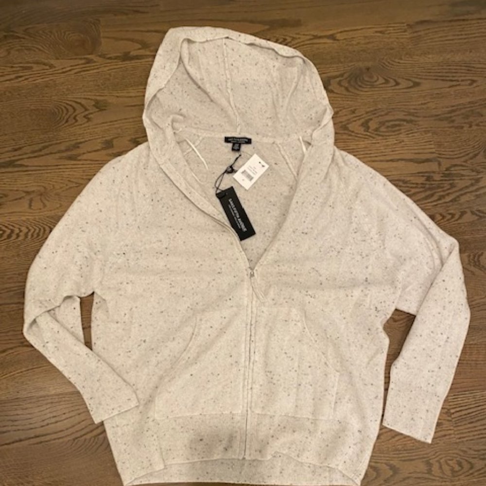 Saks Fifth Ave NWT Gray Cashmere Zip Up Womens M